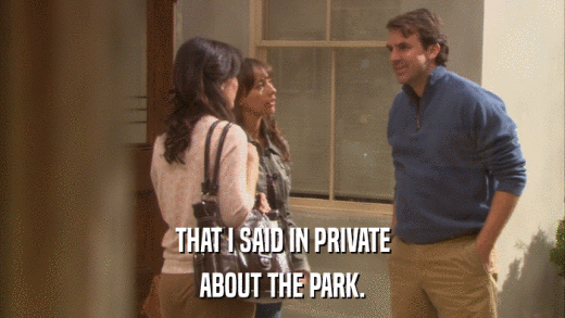 THAT I SAID IN PRIVATE ABOUT THE PARK. 
