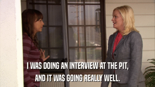I WAS DOING AN INTERVIEW AT THE PIT, AND IT WAS GOING REALLY WELL. 