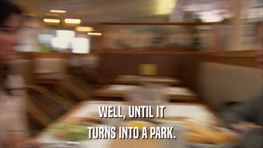 WELL, UNTIL IT TURNS INTO A PARK. 