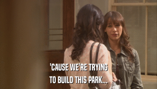 'CAUSE WE'RE TRYING TO BUILD THIS PARK... 