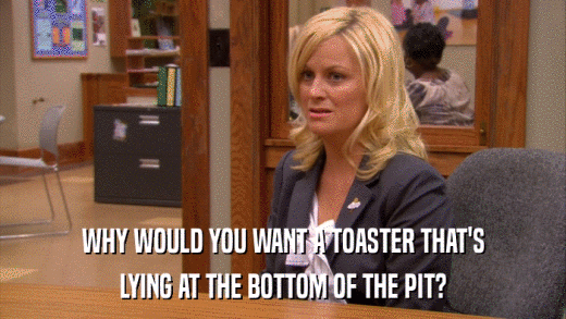 WHY WOULD YOU WANT A TOASTER THAT'S LYING AT THE BOTTOM OF THE PIT? 