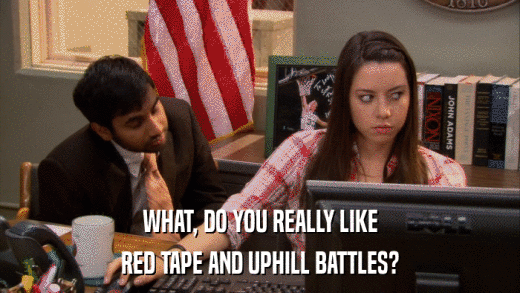 WHAT, DO YOU REALLY LIKE RED TAPE AND UPHILL BATTLES? 