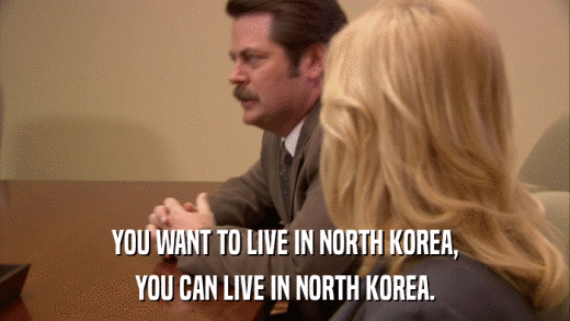 YOU WANT TO LIVE IN NORTH KOREA, YOU CAN LIVE IN NORTH KOREA. 