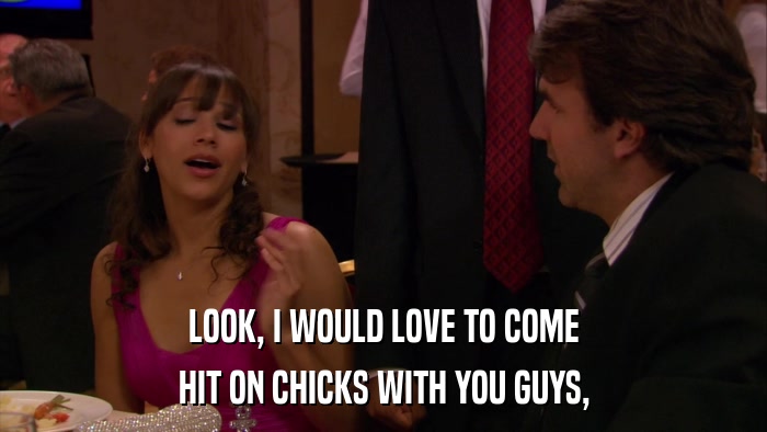 LOOK, I WOULD LOVE TO COME HIT ON CHICKS WITH YOU GUYS, 