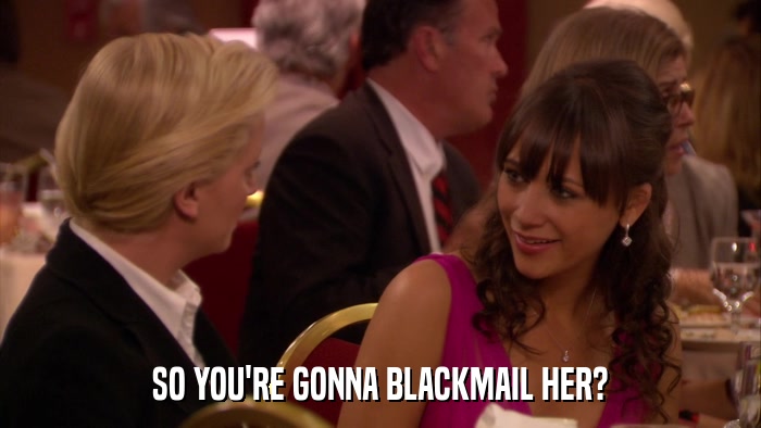SO YOU'RE GONNA BLACKMAIL HER?  
