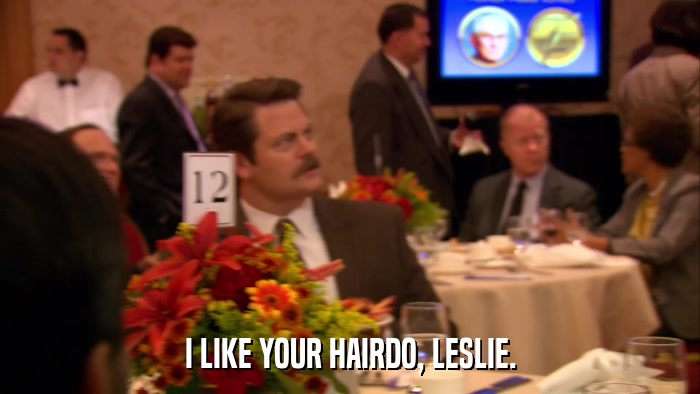 I LIKE YOUR HAIRDO, LESLIE.  