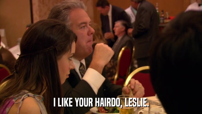 I LIKE YOUR HAIRDO, LESLIE.  