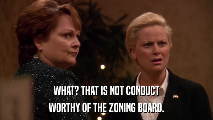 WHAT? THAT IS NOT CONDUCT WORTHY OF THE ZONING BOARD. 