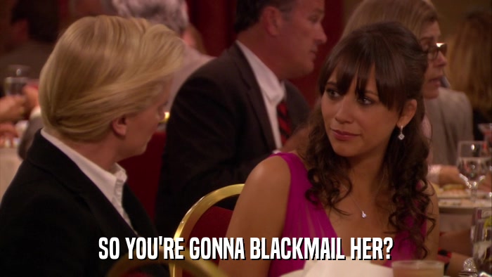 SO YOU'RE GONNA BLACKMAIL HER?  
