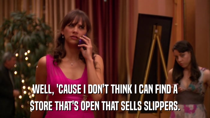 WELL, 'CAUSE I DON'T THINK I CAN FIND A STORE THAT'S OPEN THAT SELLS SLIPPERS. 