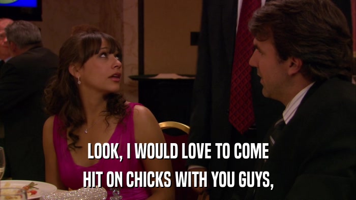 LOOK, I WOULD LOVE TO COME HIT ON CHICKS WITH YOU GUYS, 