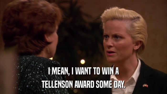 I MEAN, I WANT TO WIN A TELLENSON AWARD SOME DAY. 