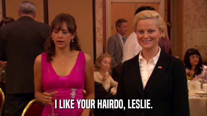I LIKE YOUR HAIRDO, LESLIE.  