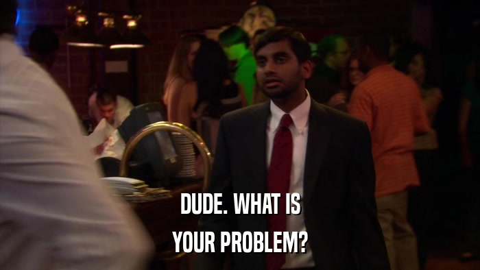 DUDE. WHAT IS YOUR PROBLEM? 
