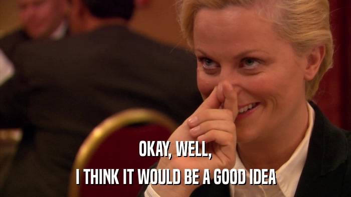 OKAY, WELL, I THINK IT WOULD BE A GOOD IDEA 