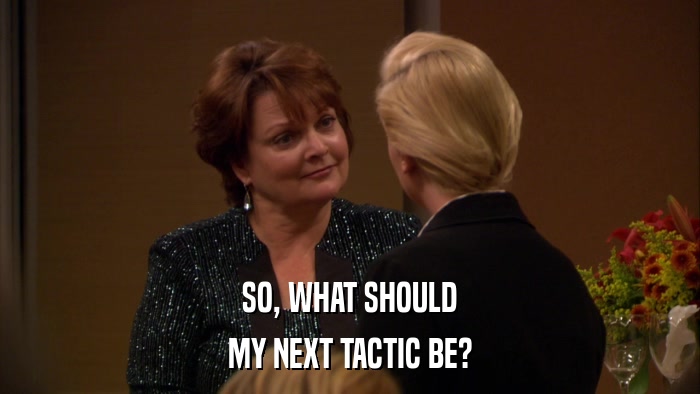 SO, WHAT SHOULD MY NEXT TACTIC BE? 