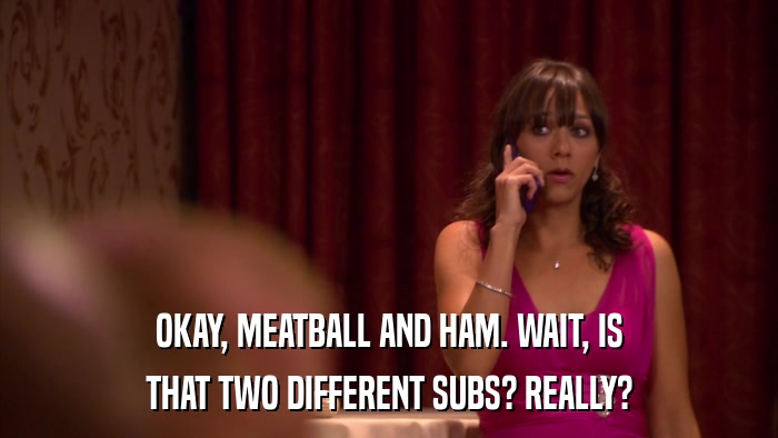 OKAY, MEATBALL AND HAM. WAIT, IS THAT TWO DIFFERENT SUBS? REALLY? 