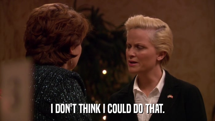 I DON'T THINK I COULD DO THAT.  