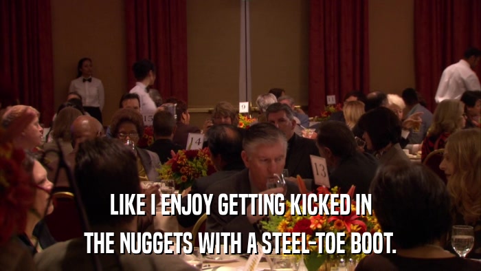 LIKE I ENJOY GETTING KICKED IN THE NUGGETS WITH A STEEL-TOE BOOT. 