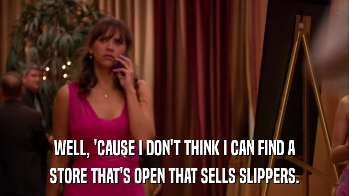 WELL, 'CAUSE I DON'T THINK I CAN FIND A STORE THAT'S OPEN THAT SELLS SLIPPERS. 