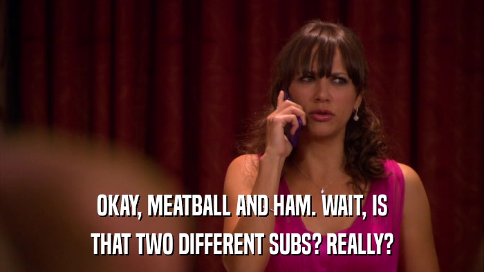 OKAY, MEATBALL AND HAM. WAIT, IS THAT TWO DIFFERENT SUBS? REALLY? 