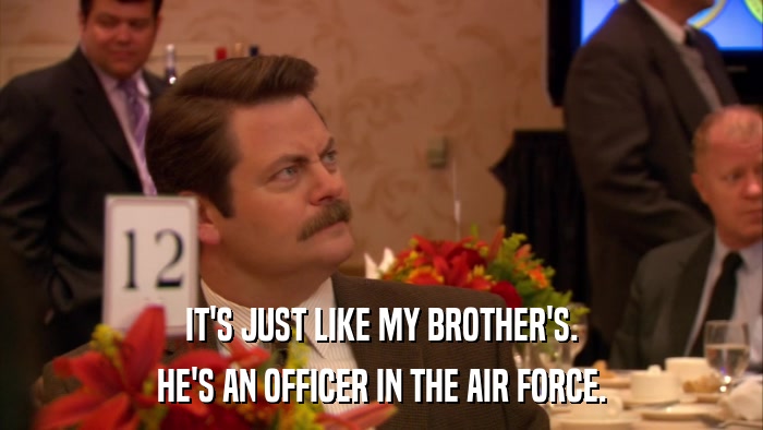 IT'S JUST LIKE MY BROTHER'S. HE'S AN OFFICER IN THE AIR FORCE. 