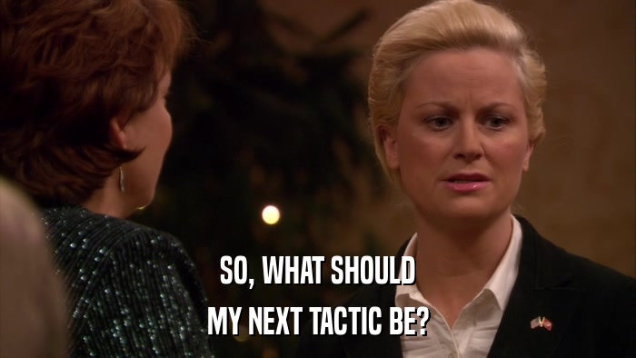 SO, WHAT SHOULD MY NEXT TACTIC BE? 