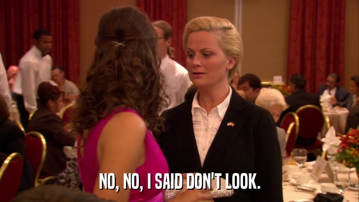 NO, NO, I SAID DON'T LOOK.  