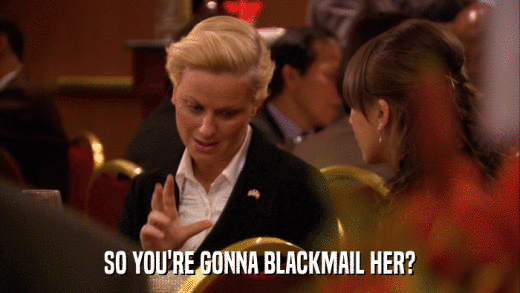 SO YOU'RE GONNA BLACKMAIL HER?  
