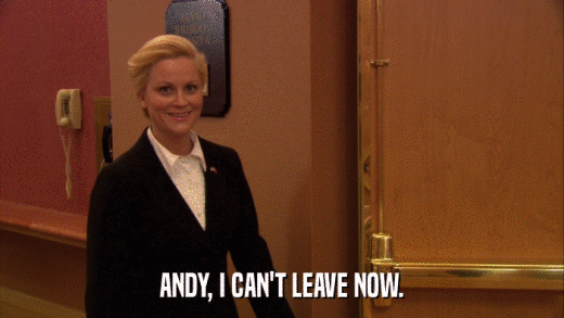 ANDY, I CAN'T LEAVE NOW.  