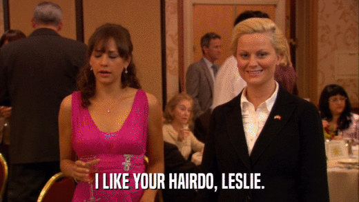 I LIKE YOUR HAIRDO, LESLIE.  