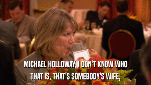 MICHAEL HOLLOWAY, I DON'T KNOW WHO THAT IS, THAT'S SOMEBODY'S WIFE, 