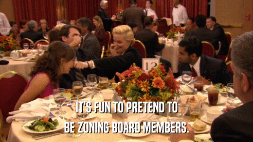 IT'S FUN TO PRETEND TO BE ZONING BOARD MEMBERS. 