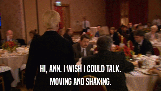 HI, ANN. I WISH I COULD TALK. MOVING AND SHAKING. 