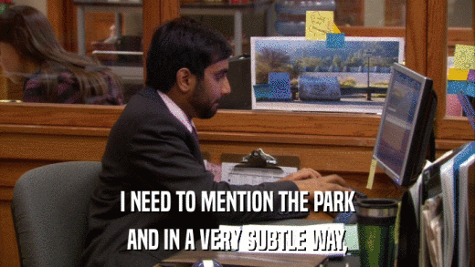I NEED TO MENTION THE PARK AND IN A VERY SUBTLE WAY, 