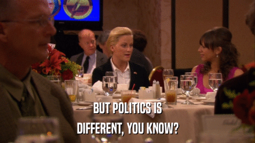 BUT POLITICS IS DIFFERENT, YOU KNOW? 