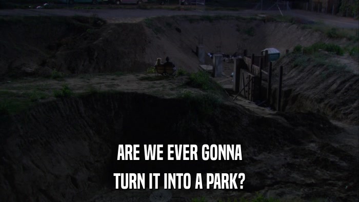 ARE WE EVER GONNA TURN IT INTO A PARK? 