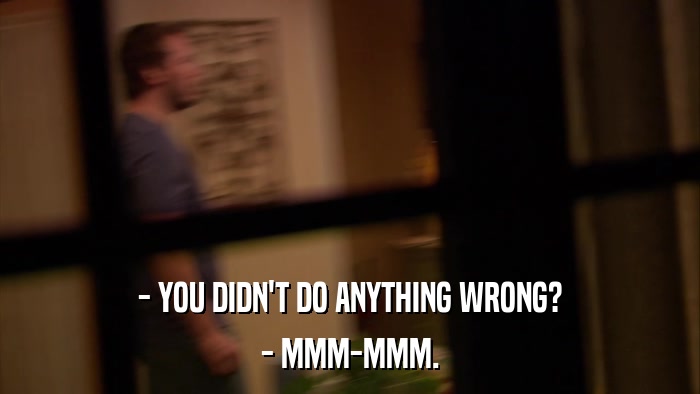 - YOU DIDN'T DO ANYTHING WRONG? - MMM-MMM. 