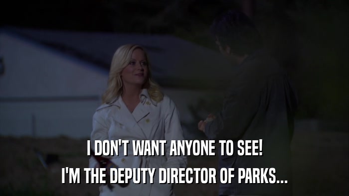 I DON'T WANT ANYONE TO SEE! I'M THE DEPUTY DIRECTOR OF PARKS... 