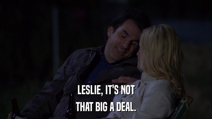LESLIE, IT'S NOT THAT BIG A DEAL. 