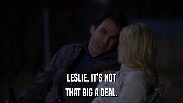 LESLIE, IT'S NOT THAT BIG A DEAL. 