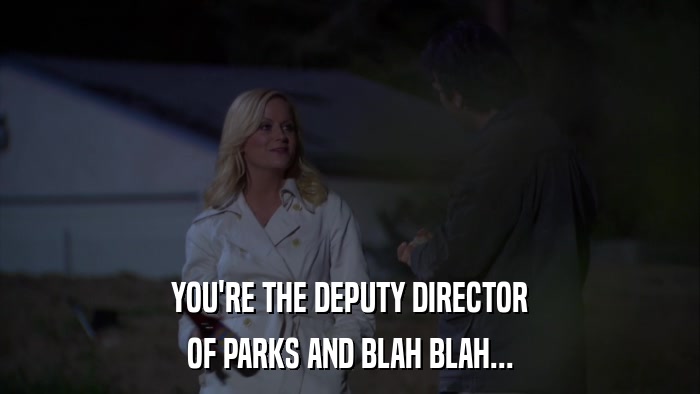 YOU'RE THE DEPUTY DIRECTOR OF PARKS AND BLAH BLAH... 