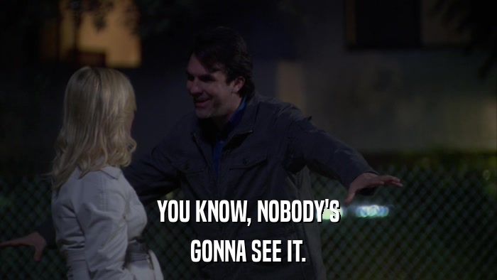 YOU KNOW, NOBODY'S GONNA SEE IT. 