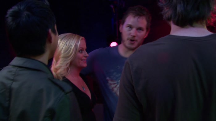 WHOA! LESLIE KNOPE! I'M SO GLAD YOU MADE IT. YOU HAVE TO MEET MY BAND. 