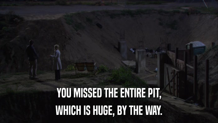 YOU MISSED THE ENTIRE PIT, WHICH IS HUGE, BY THE WAY. 