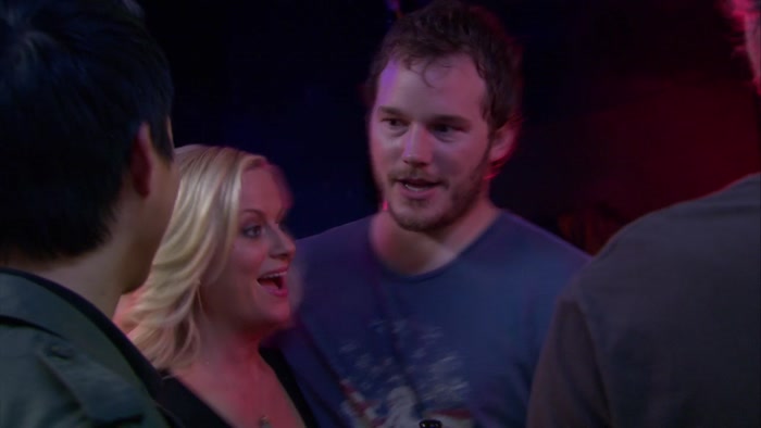 WHOA! LESLIE KNOPE! I'M SO GLAD YOU MADE IT. YOU HAVE TO MEET MY BAND. 