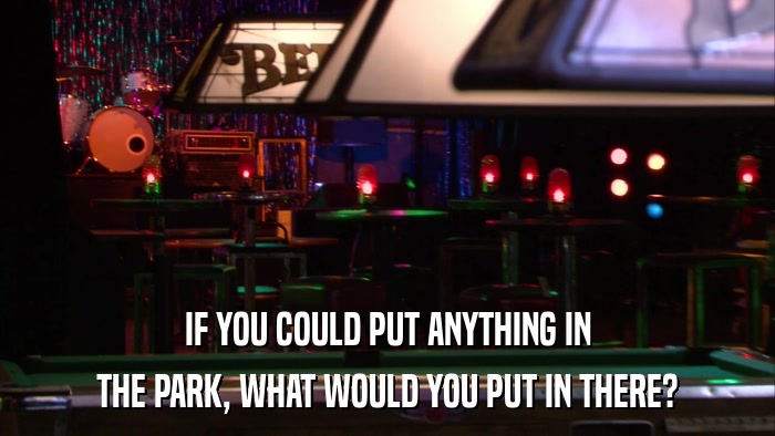 IF YOU COULD PUT ANYTHING IN THE PARK, WHAT WOULD YOU PUT IN THERE? 
