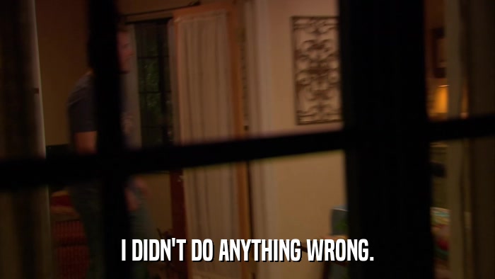 I DIDN'T DO ANYTHING WRONG.  