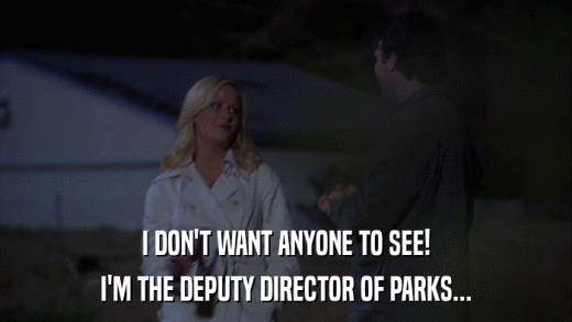 I DON'T WANT ANYONE TO SEE! I'M THE DEPUTY DIRECTOR OF PARKS... 