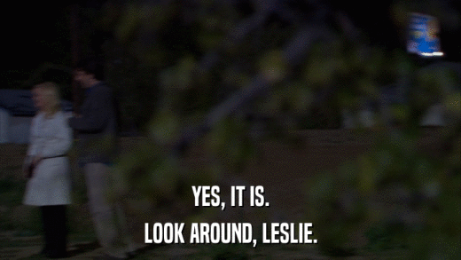 YES, IT IS. LOOK AROUND, LESLIE. 